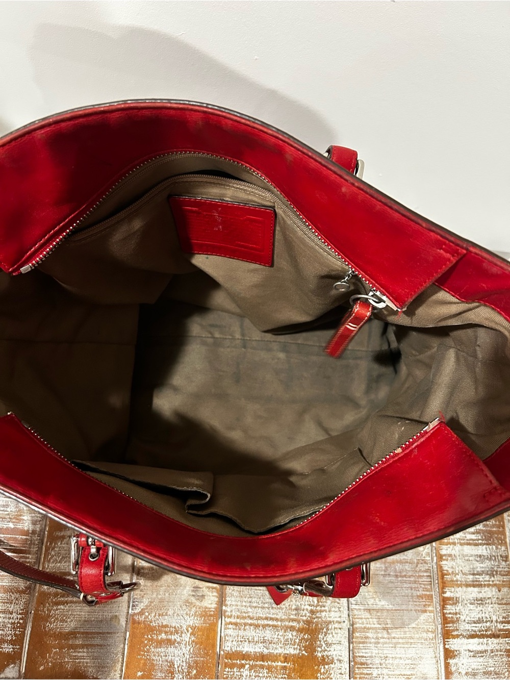 Coach Red Leather Double-Handle Gallery Tote with Ring Hardware F11525 - Picture 7 of 8